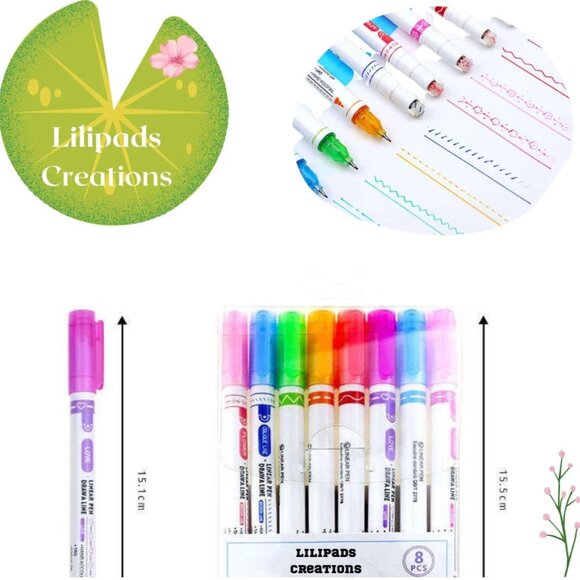 8PCS Curve Highlighter Pen Set, 8 Colors Fine Lines & Bonus1 POP Spiral Notebook - Picture 1 of 4